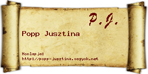 Popp Jusztina névjegykártya